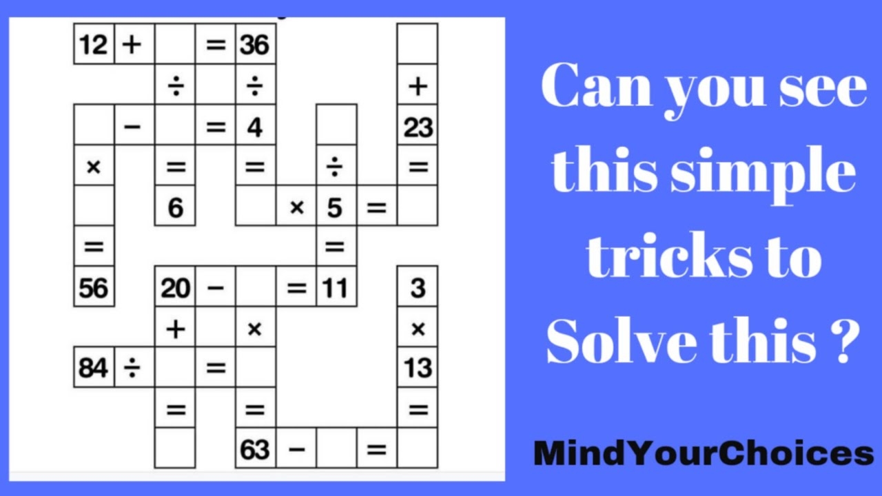 Crossword Puzzle In Maths Math Crossword Puzzle Fill The Missing Numbers mindyourchoices