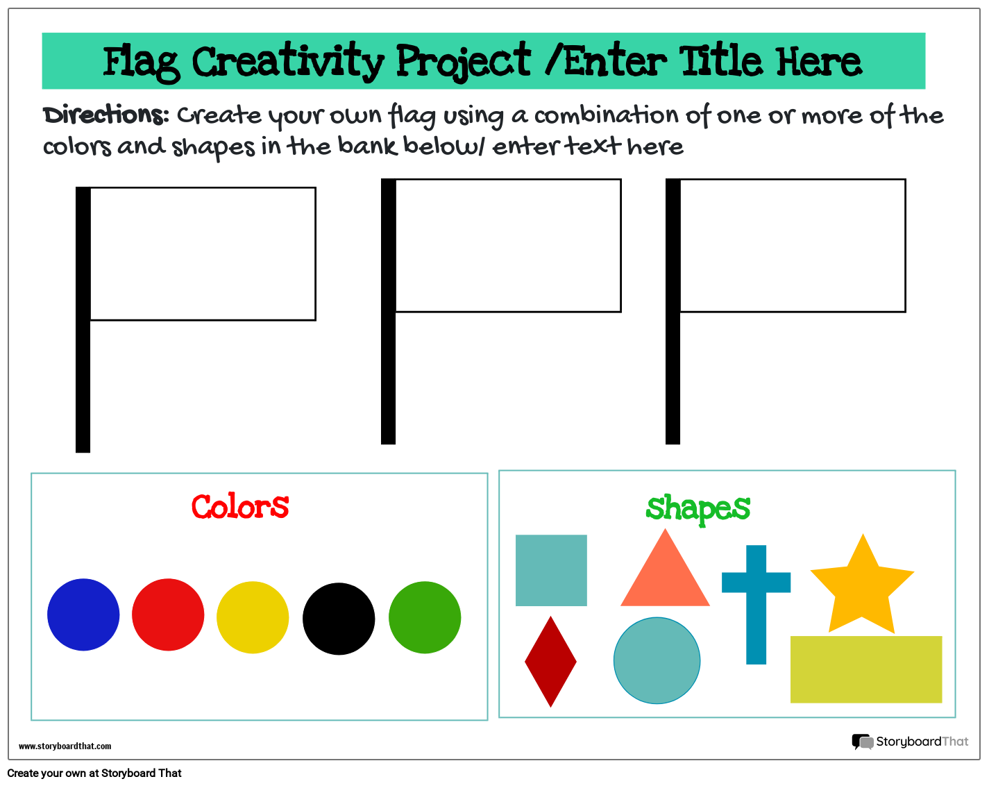Customizable Coloring Based Flag Worksheet Storyboard