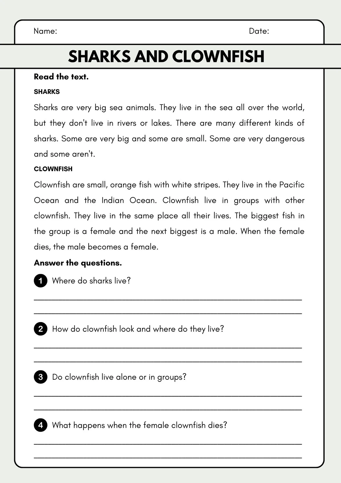 Printable Reading Worksheets For 4th Grade