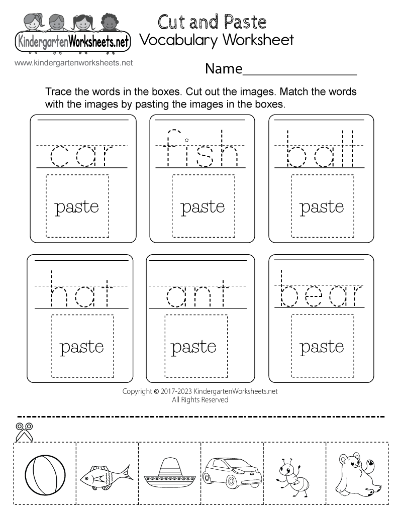 Cut and Paste Vocabulary Worksheet Free Printable Digital amp PDF