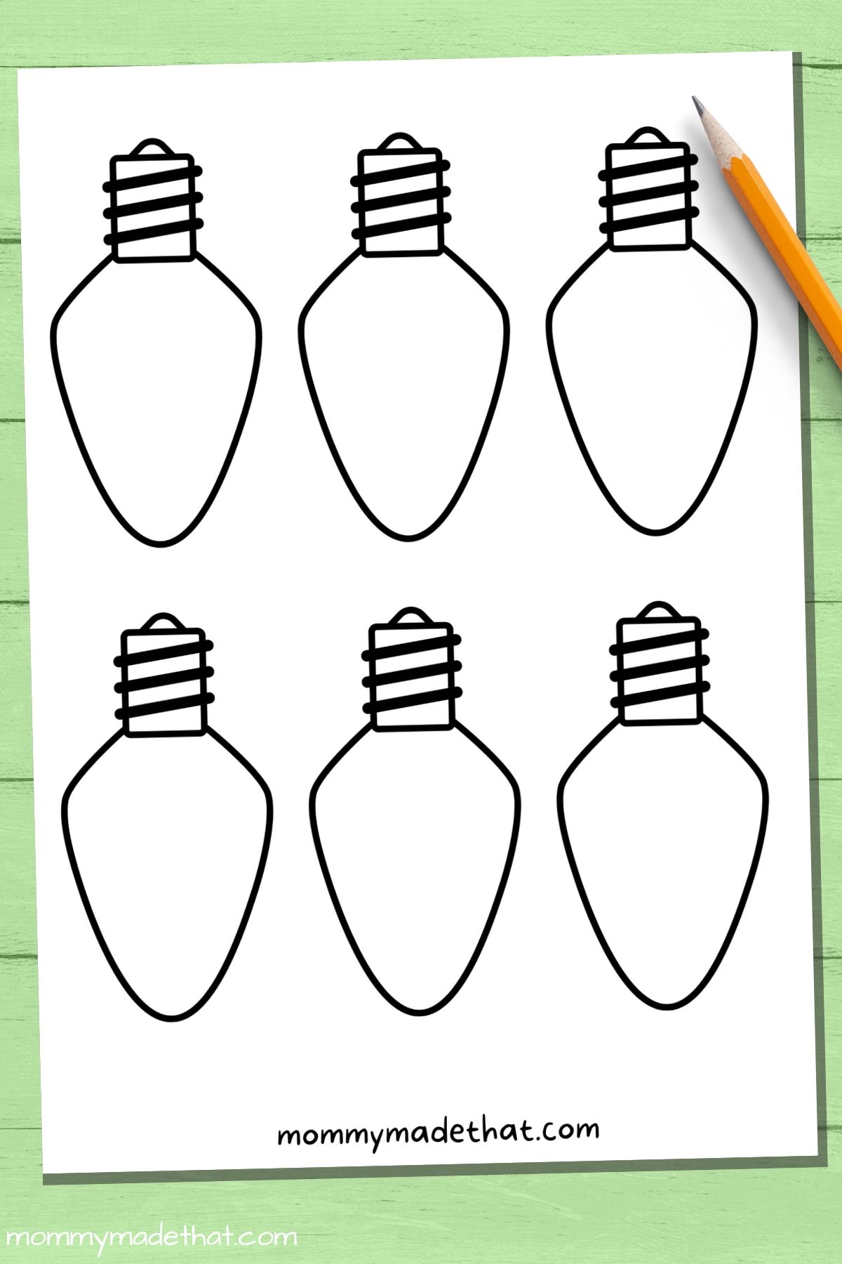 Christmas Light Bulb Printable Template