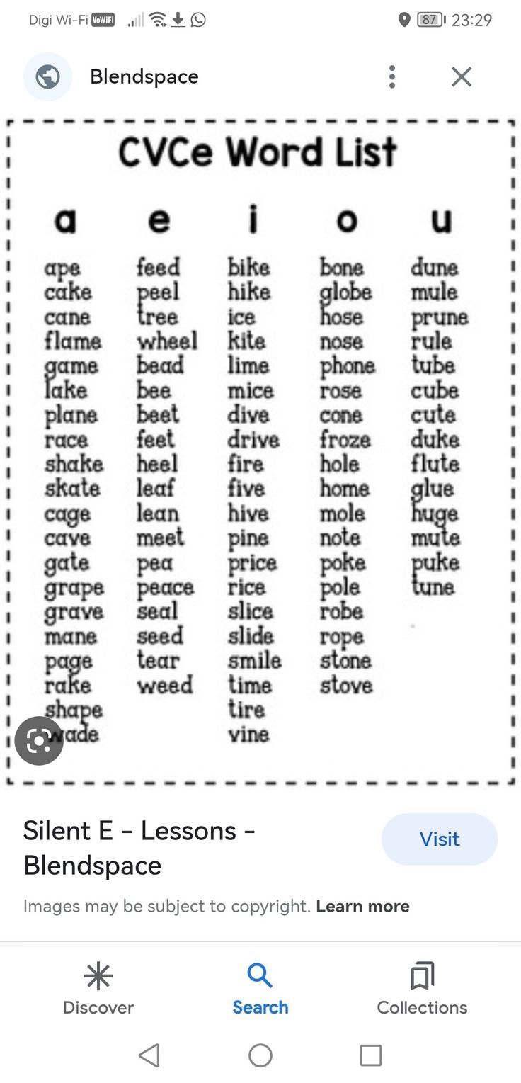 CVCE Word List Long Vowel Words