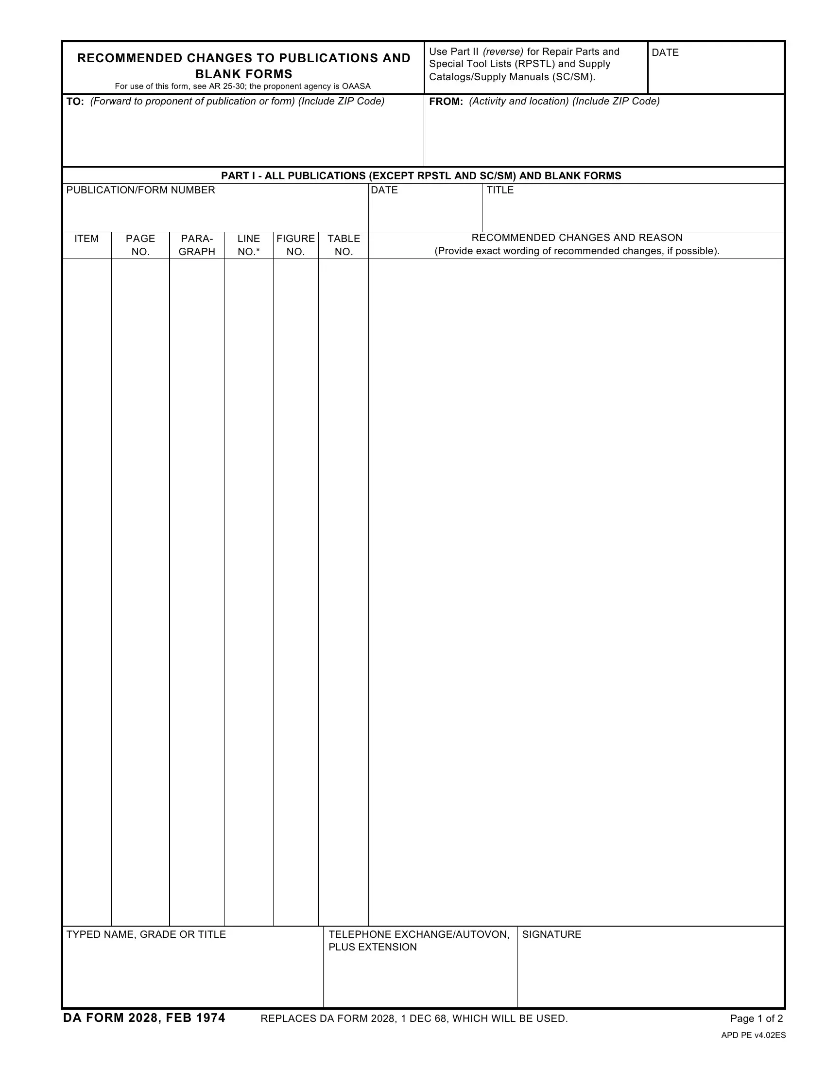 Da Form 2028 Fill Out Printable PDF Forms Online