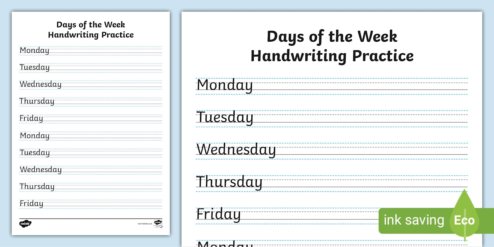 Days Of The Week Handwriting Practice Worksheet