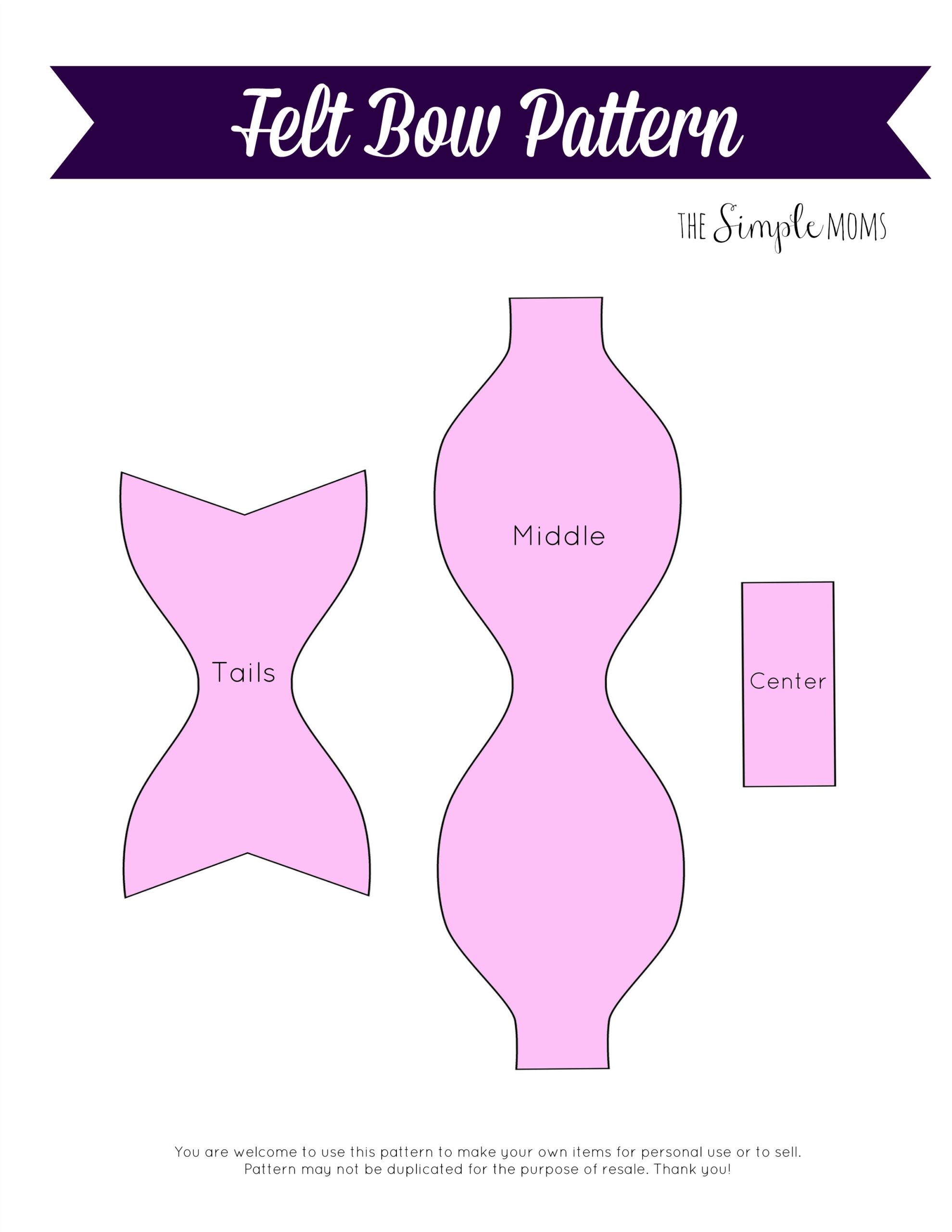 Diy Felt Bows Printable Pattern Tutorial The SIMPLE Moms