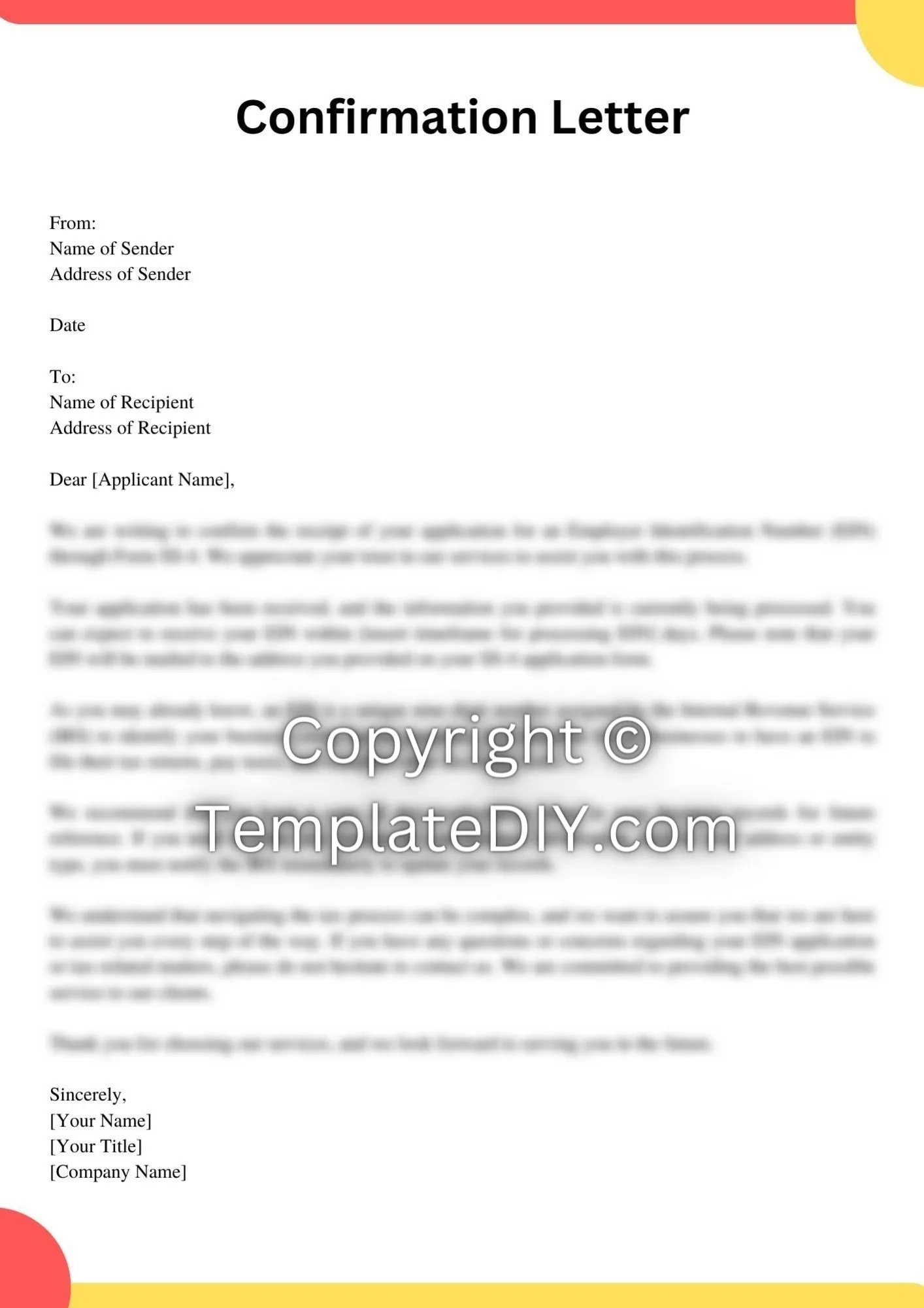 Download IRS SS 4 Confirmation Letter Sample Word Format 