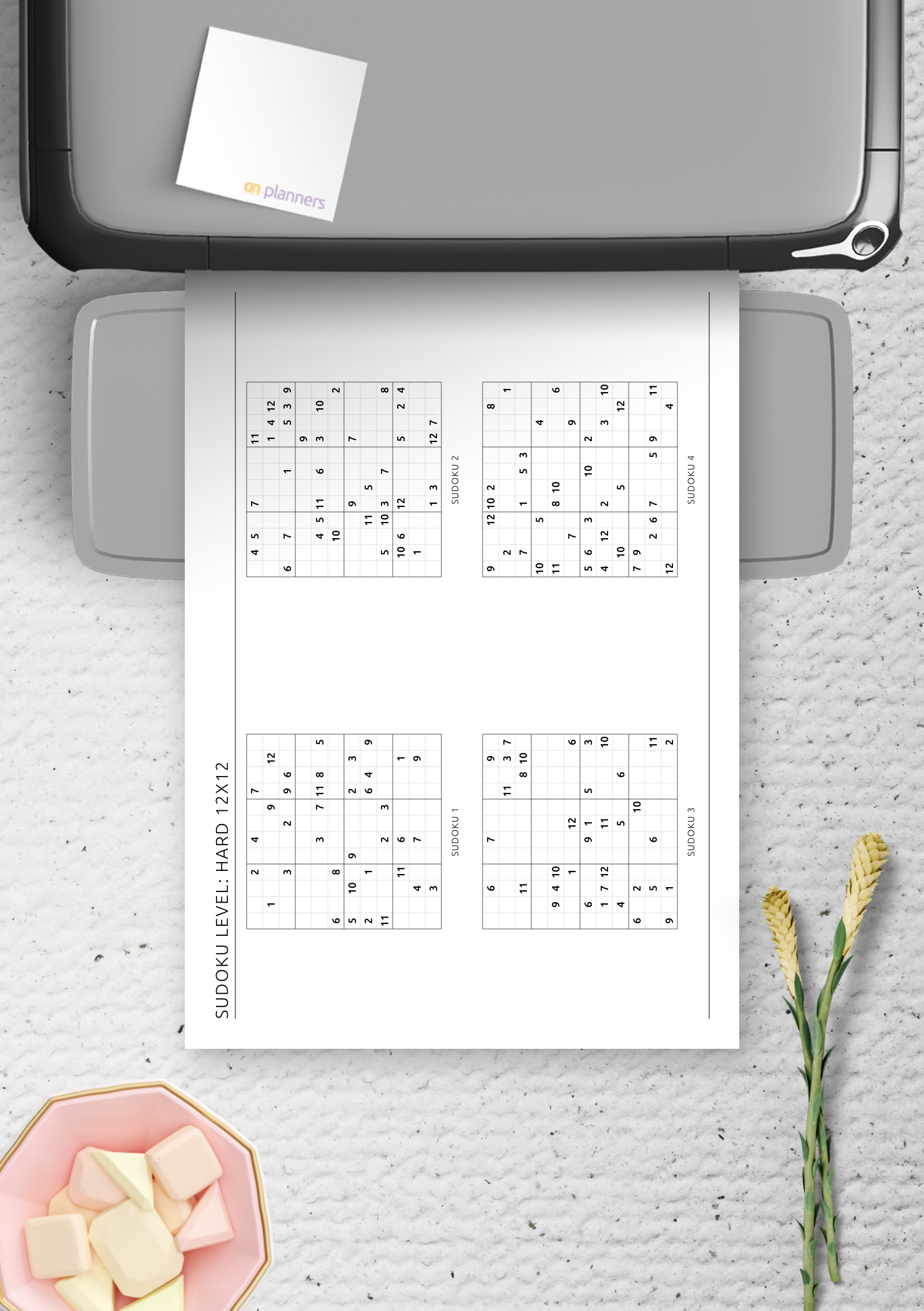 Download Printable 12x12 Hard Sudoku Horizontal 4 On Page PDF