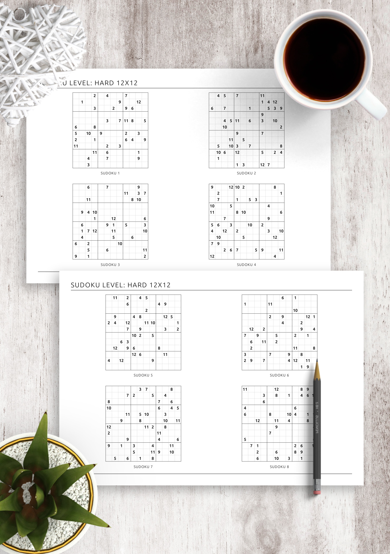 Download Printable 12x12 Hard Sudoku Horizontal 4 On Page PDF