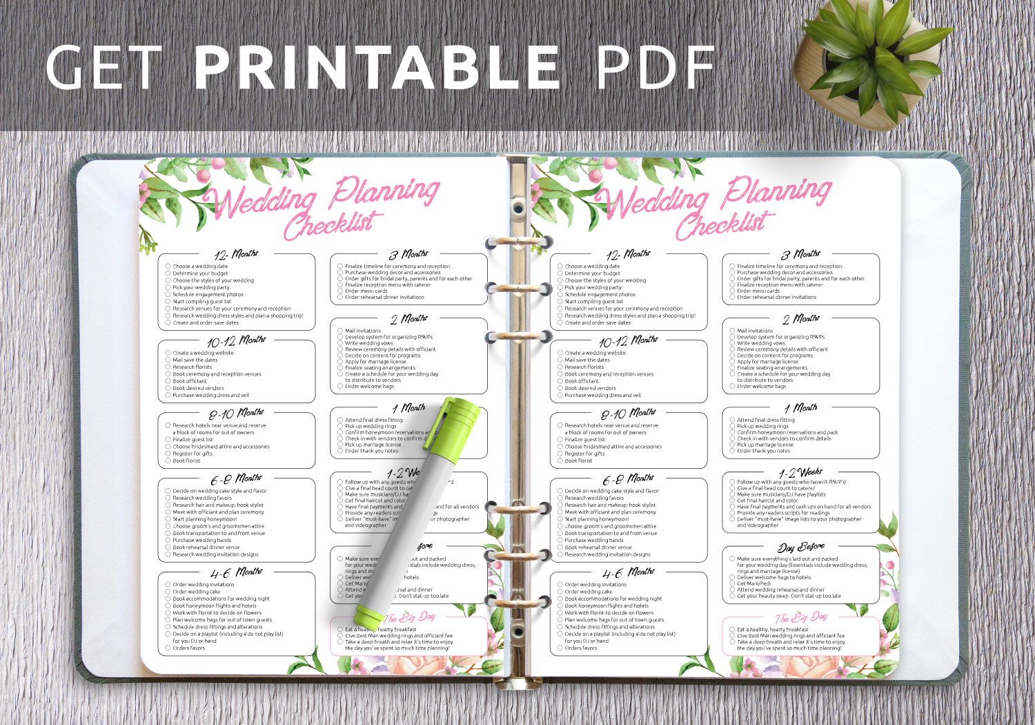 Wedding Planner Printable Free