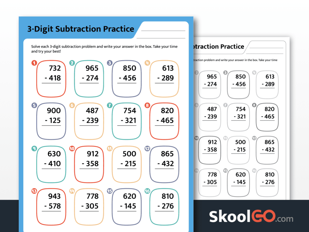 Free Printable Subtraction Worksheets Grade 3