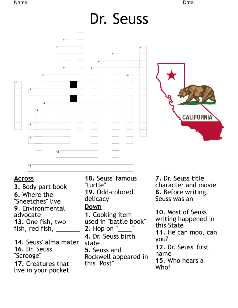 Dr Seuss Crossword WordMint