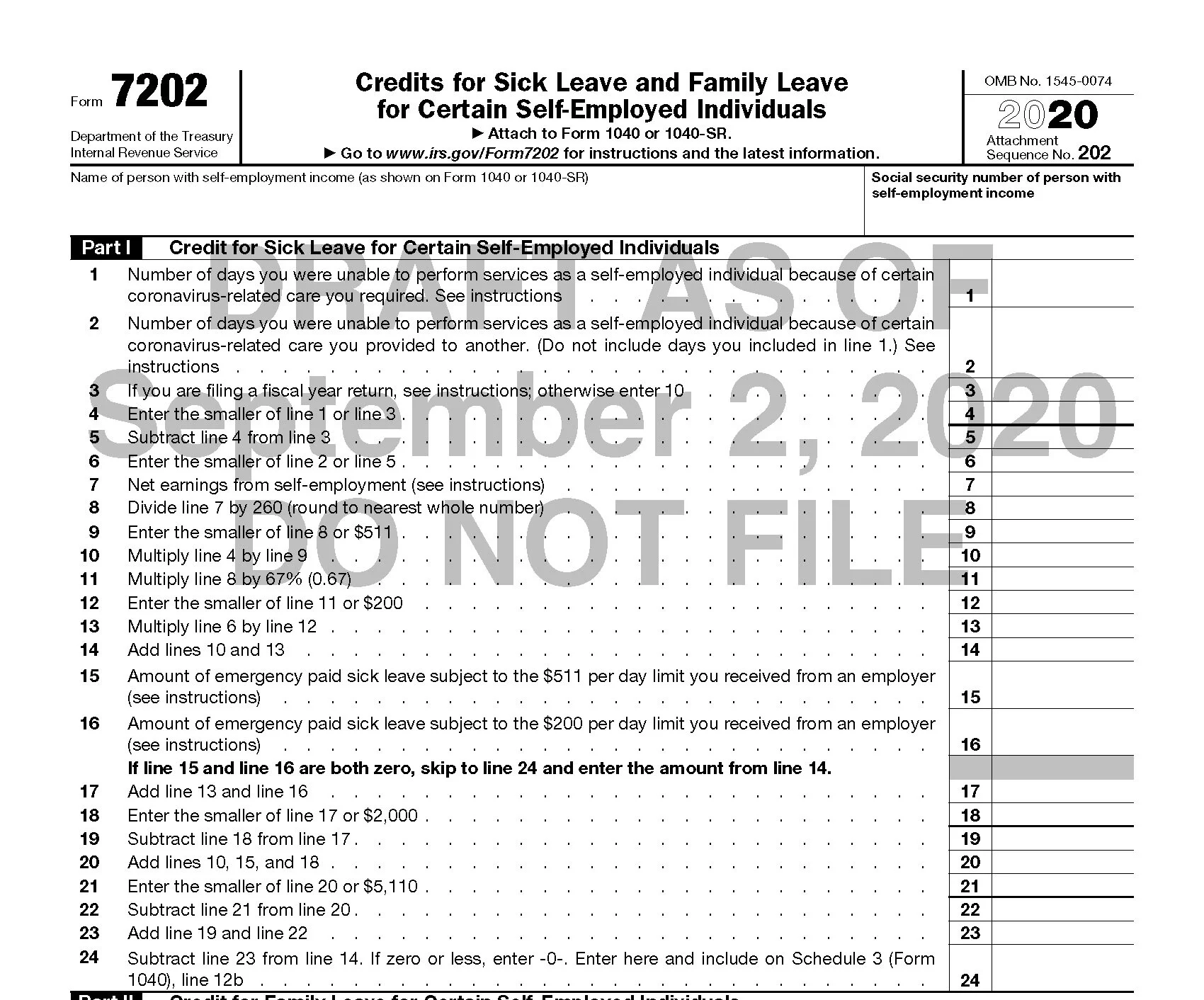 Draft Of Form To Be Used By Self Employed Individuals To Compute 
