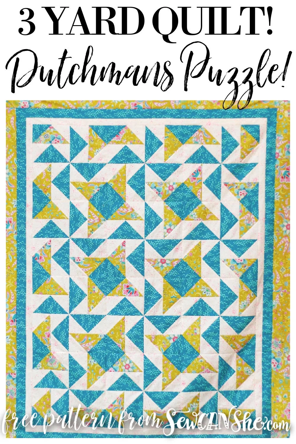 Dutchmans Puzzle Block 3 Yard Quilt Pattern