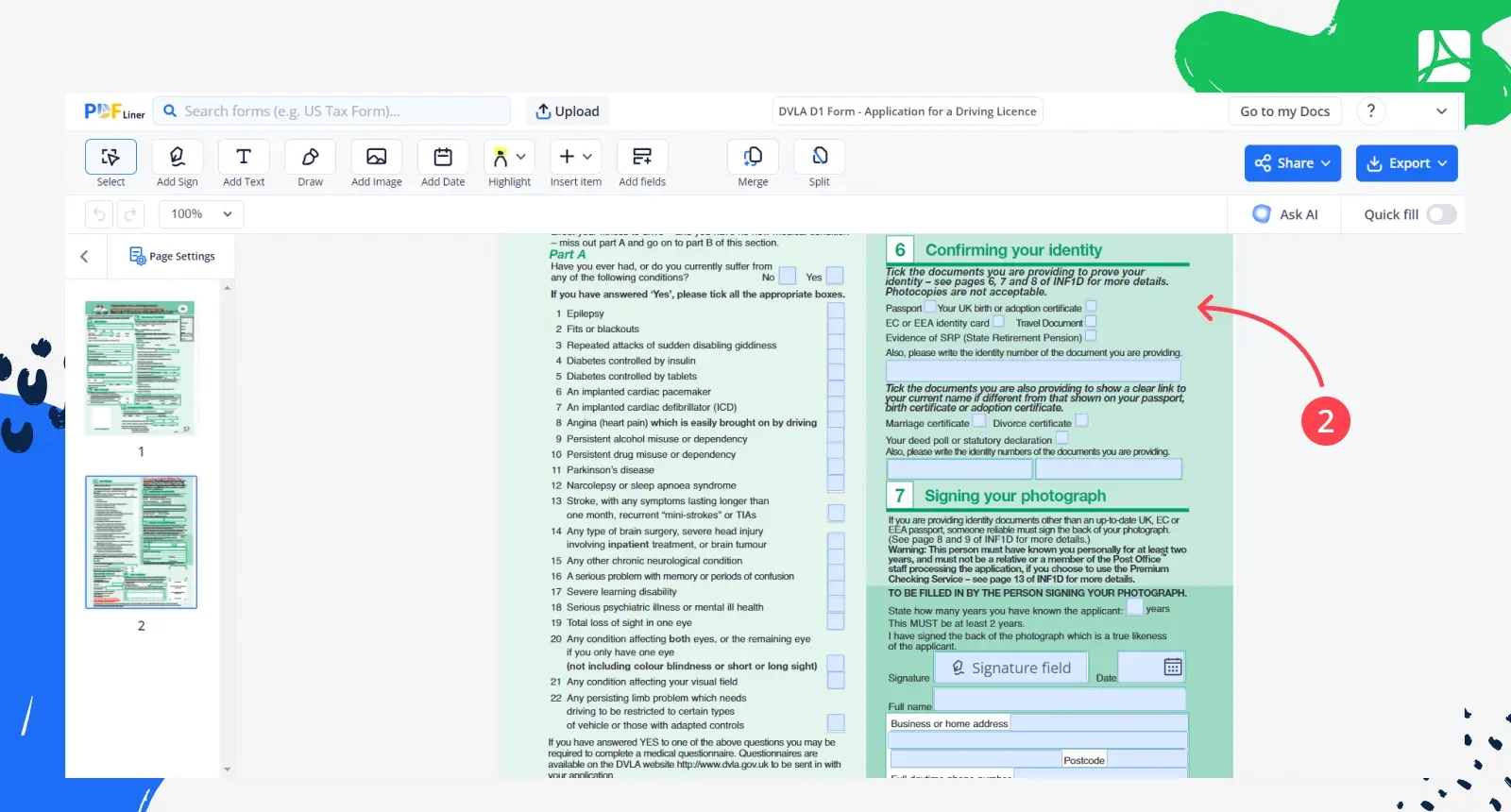 DVLA D1 Form Download D1 Driving License Application PDFLiner