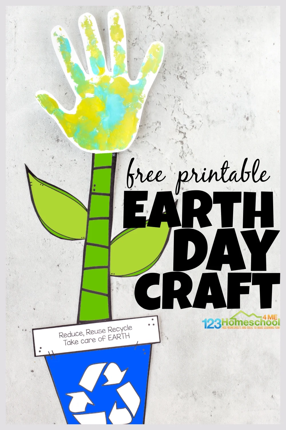  Earth Day Handprint Flower Craft Preschool free Printable 