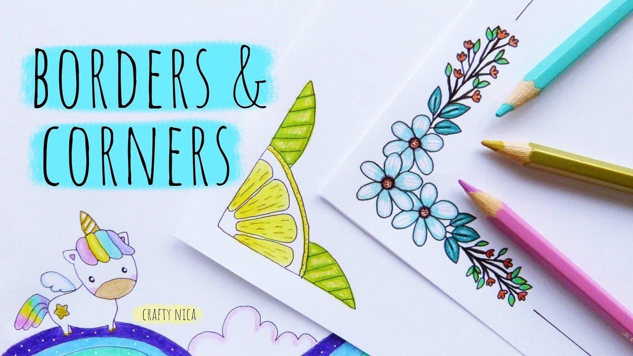 EASY BORDER amp CORNER DESIGNS FOR PROJECTS 3 PROJECT WORK DESIGNS How To DRAW A Cute UNICORN