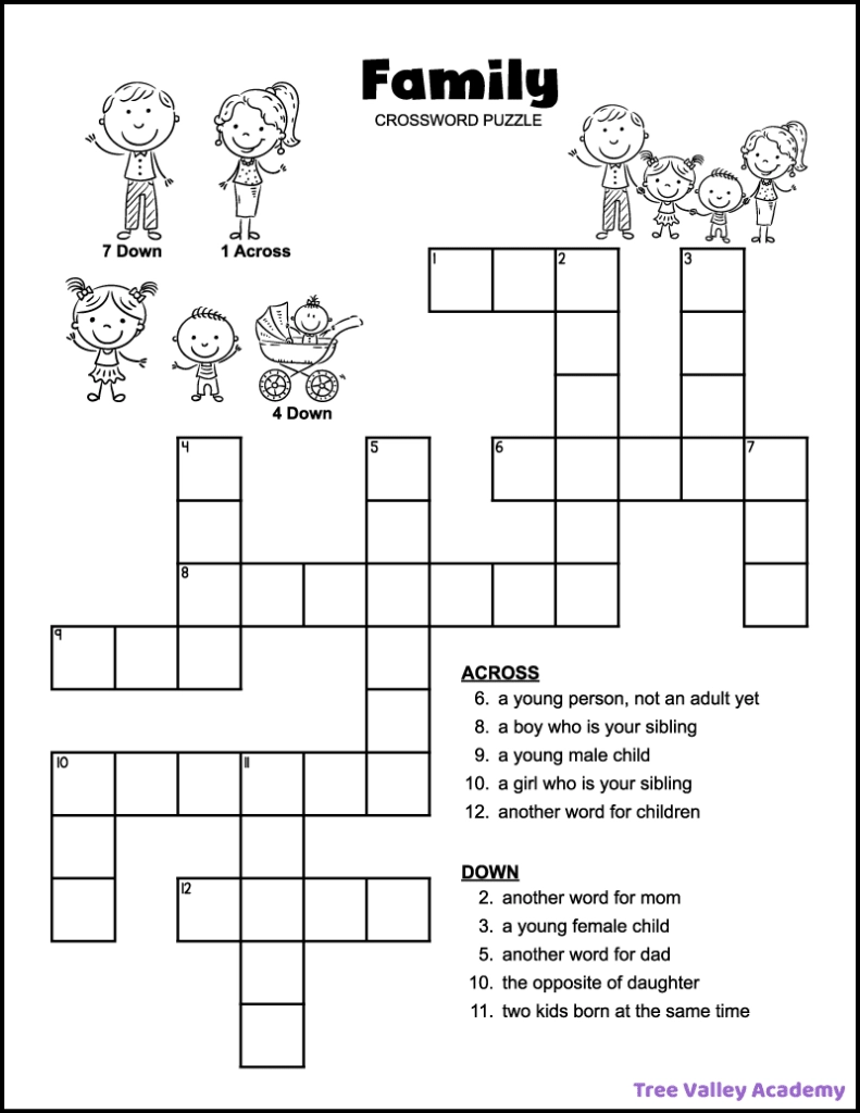 Simple Picture Crossword Puzzles Printable
