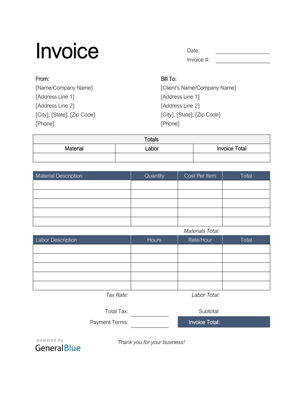 Downloadable Free Printable Invoice Templates