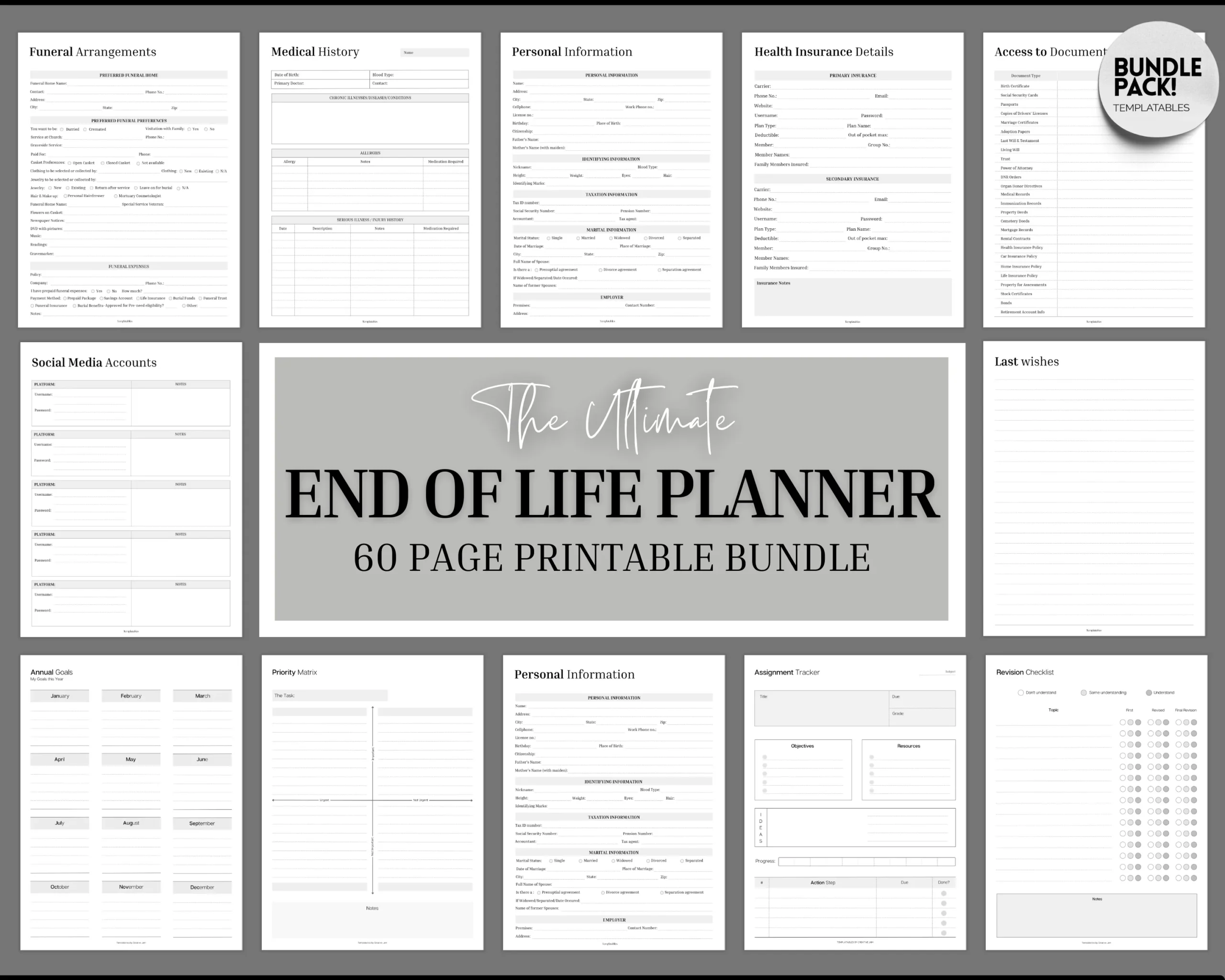End Of Life Planner Free Printable