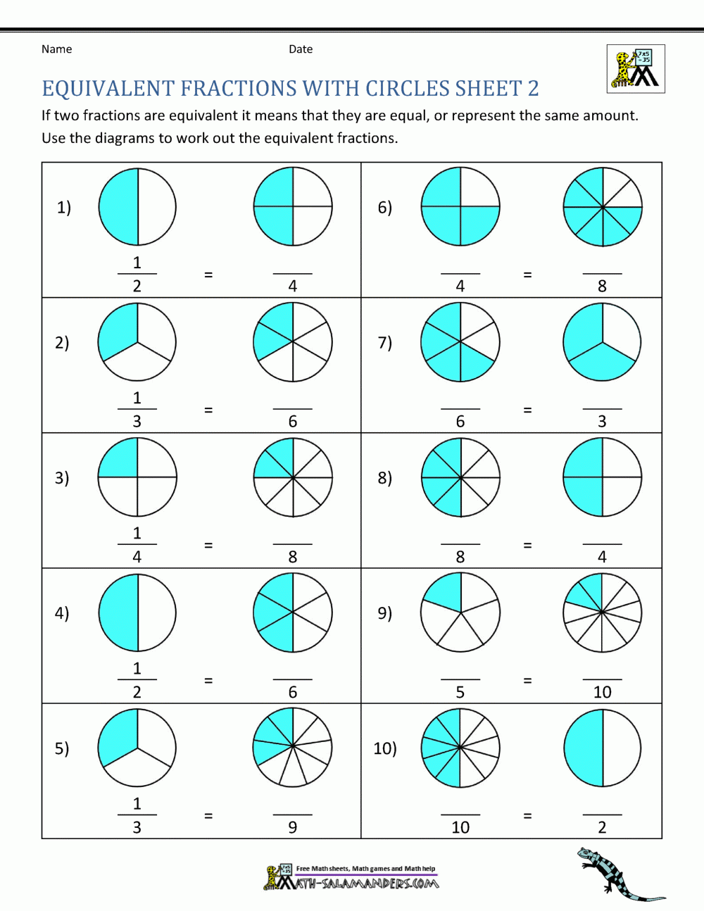 Printable Fraction Worksheets 2nd Grade