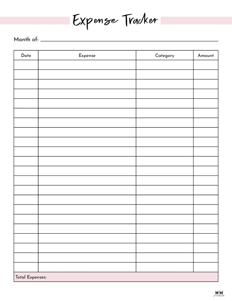 Expense Tracker Printable Template