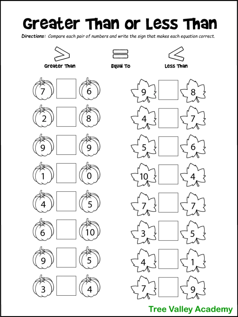 Kindergarten Math Worksheets Printable Fall