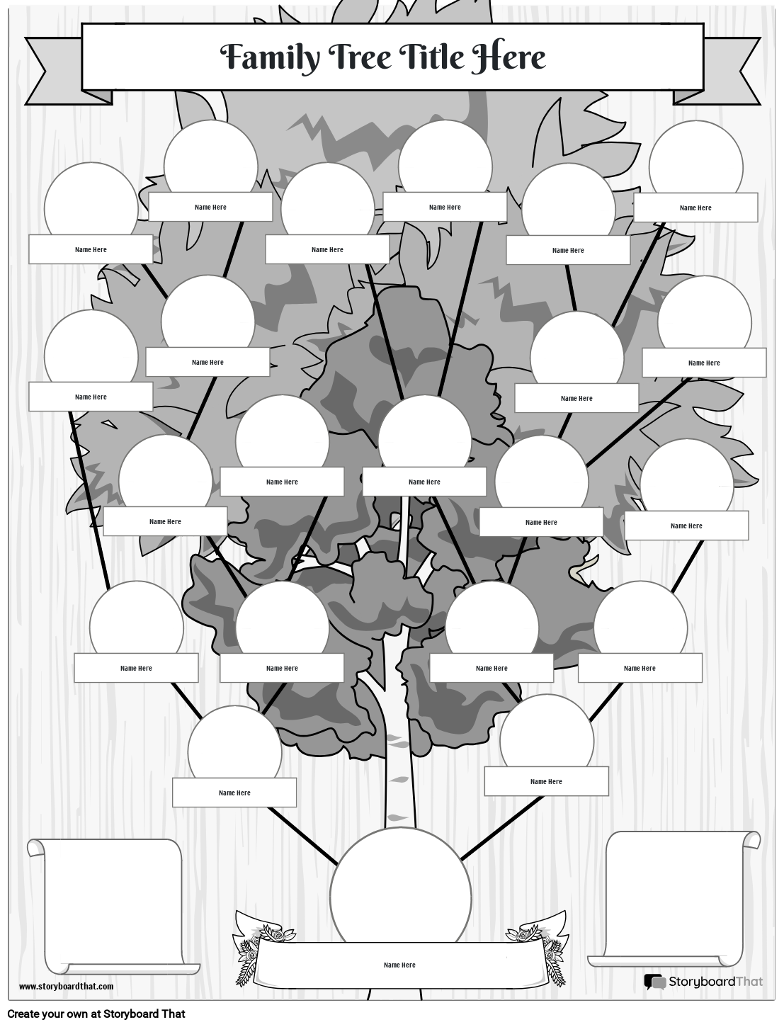 Family Tree Worksheet Design Featuring A Tree