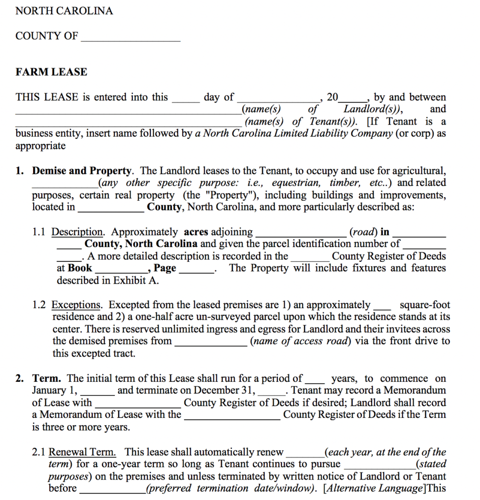 Farm Lease Template Available On Our Website NC State Extension