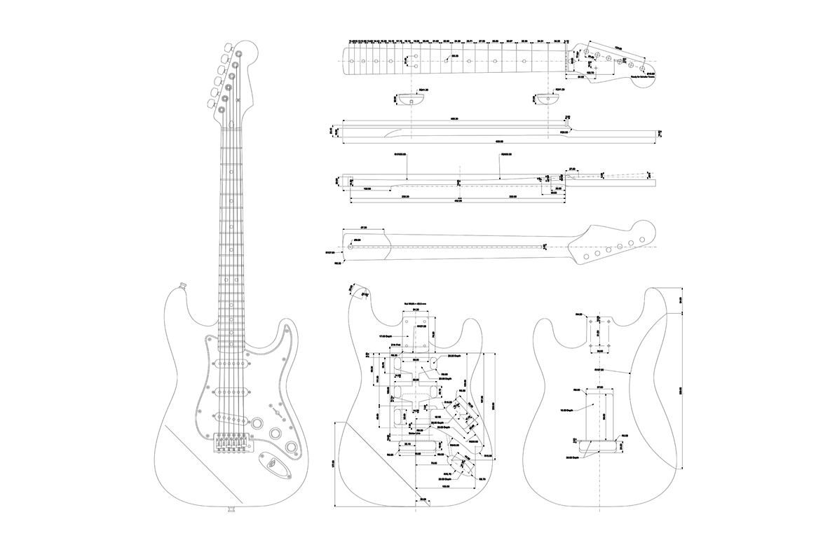 Fender Stratocaster Guitar Templates Electric Herald