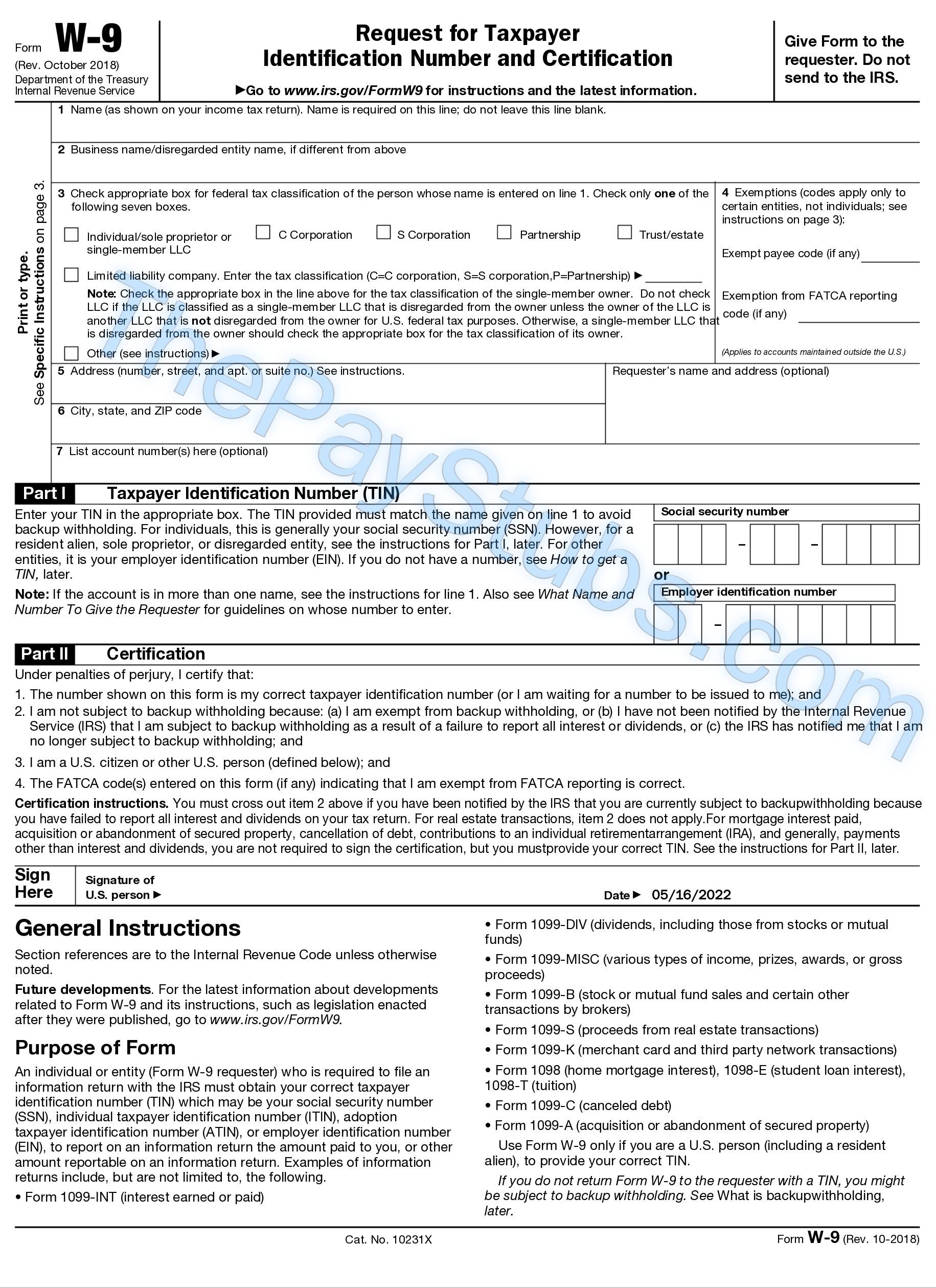 Fill Out Form W 9 Online ThePayStubs