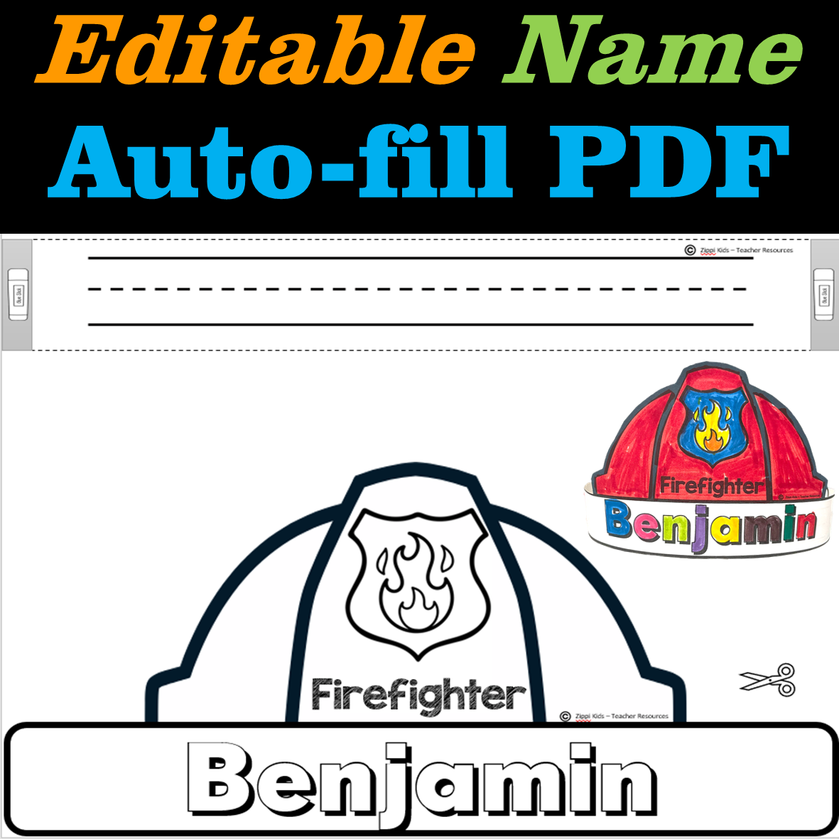 Firefighter Hat Editable Name Fire Safety Week Made By Teachers