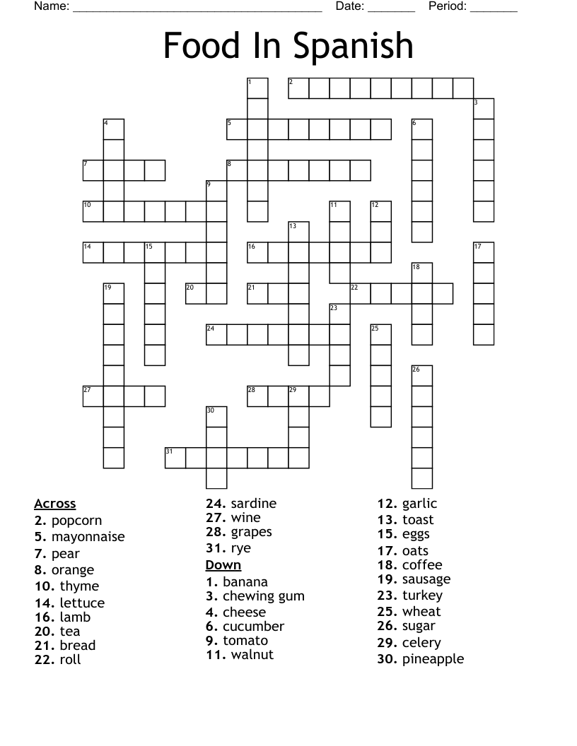 Spanish Crossword Puzzles Free