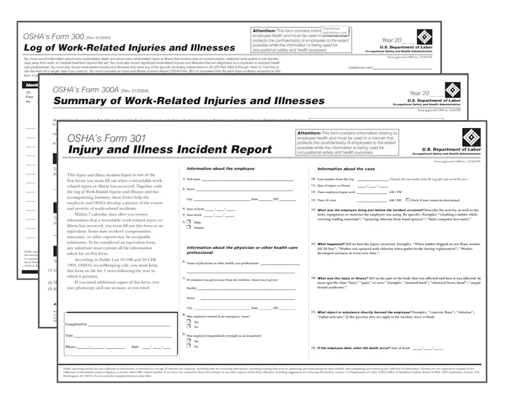 Form 300 300A amp 301 In Healthcare And Dental Facilties Oshaguard