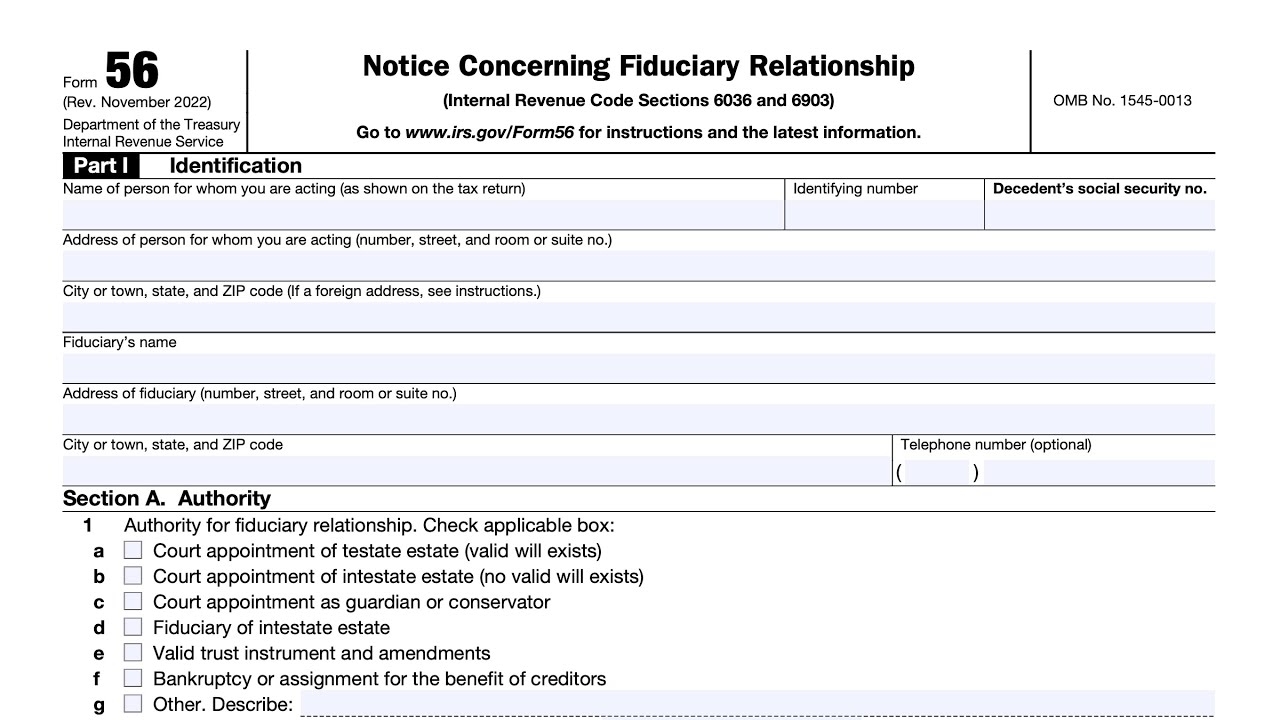 Form 56 Irs Printable
