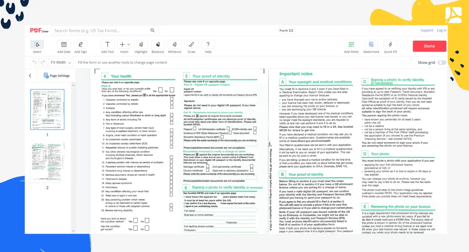 Form D2 Print And Sign Example Of Form D2 Online PDFliner