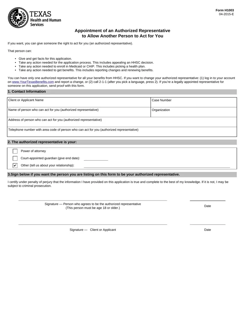 Form H1003 Fill Out Printable PDF Forms Online