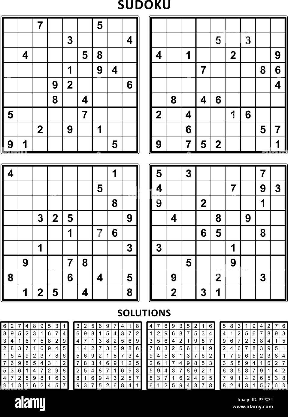 Four Sudoku Puzzles Of Comfortable Level On A4 Or Letter Sized 