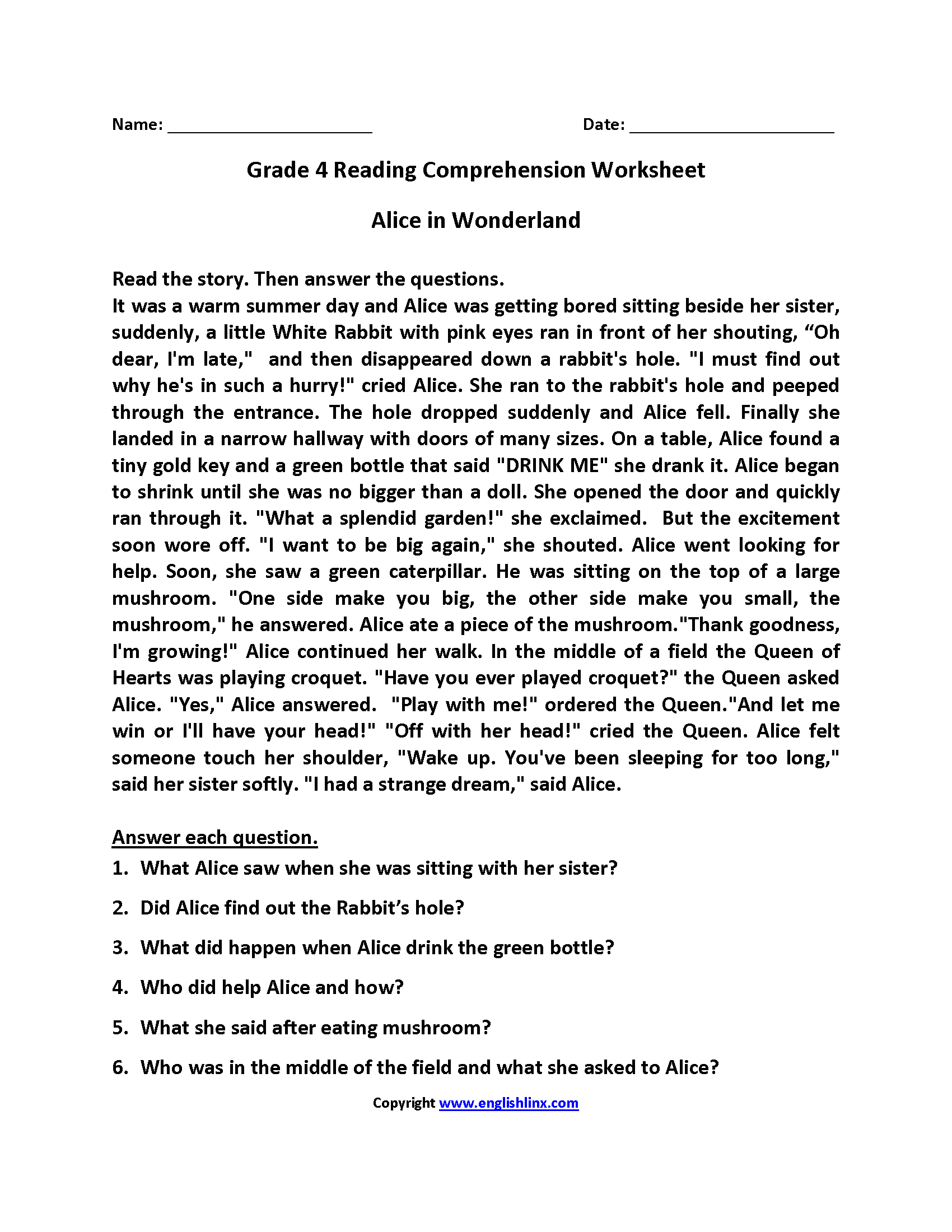 Fourth Grade Reading Worksheets Improve Fluency amp Comprehension