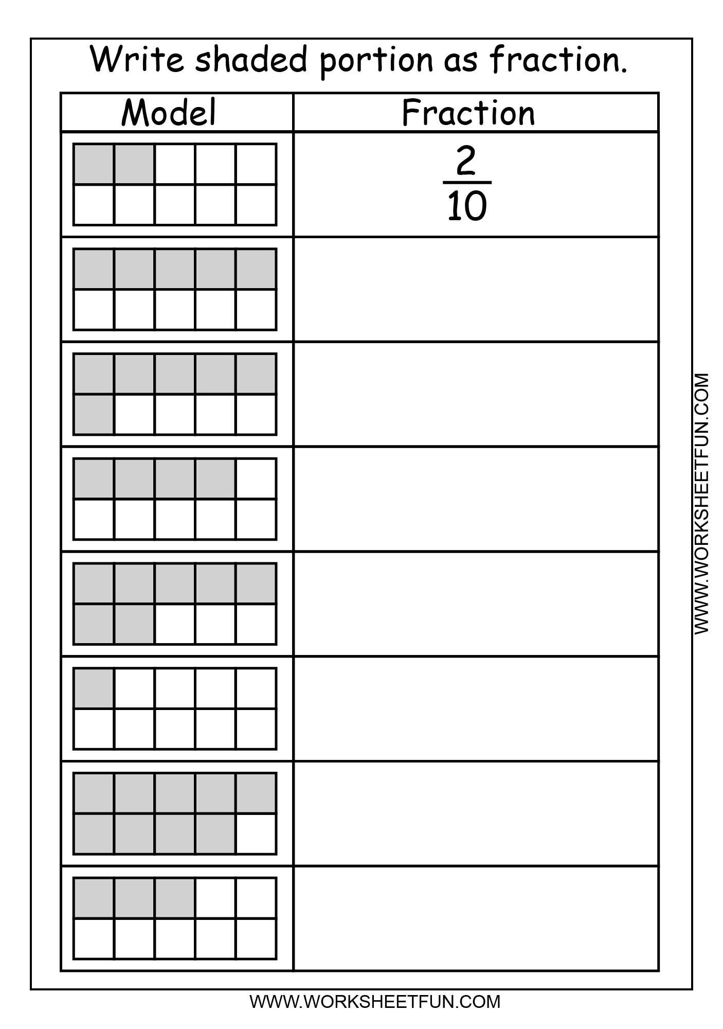 Fraction Worksheets Printable Free