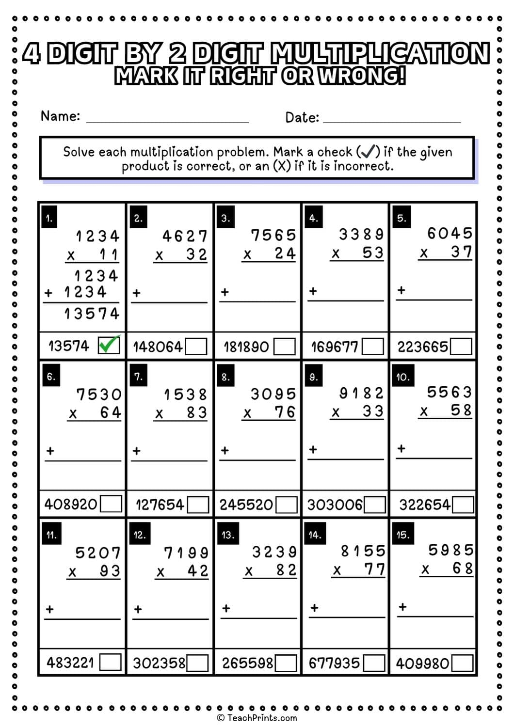 4th Grade Multiplication Worksheets Free Printable