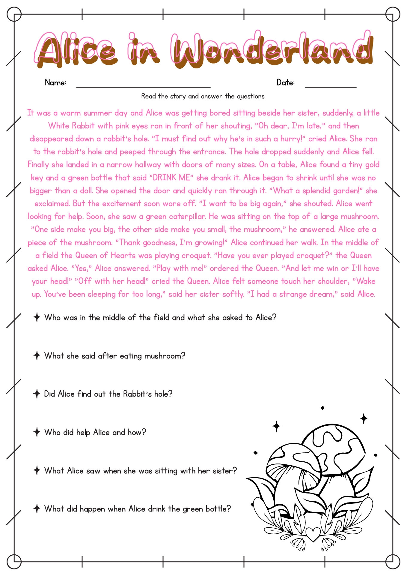 Free 4th Grade Reading Comprehension Free Printable Worksheet 