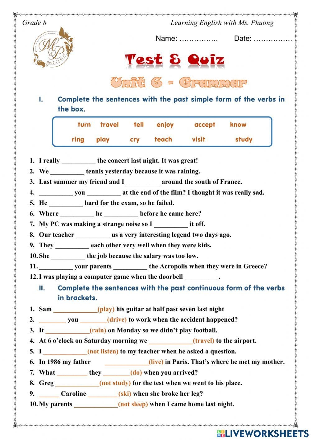 Free 8th Grade English Grammar Worksheet Download Free 8th Grade 