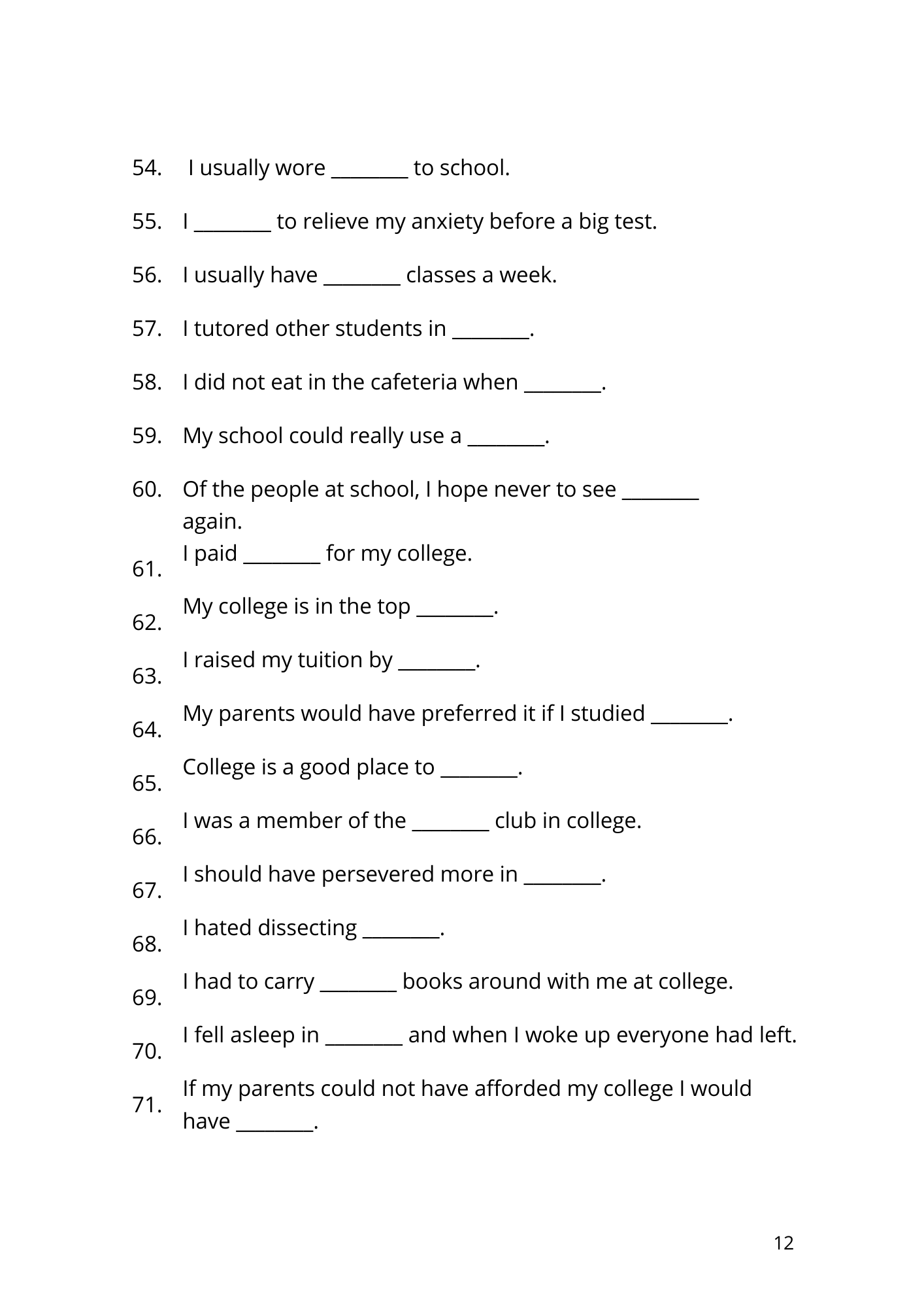 FREE A2 A3 Beginner s Fill In The Blank Diary ESL Writing 