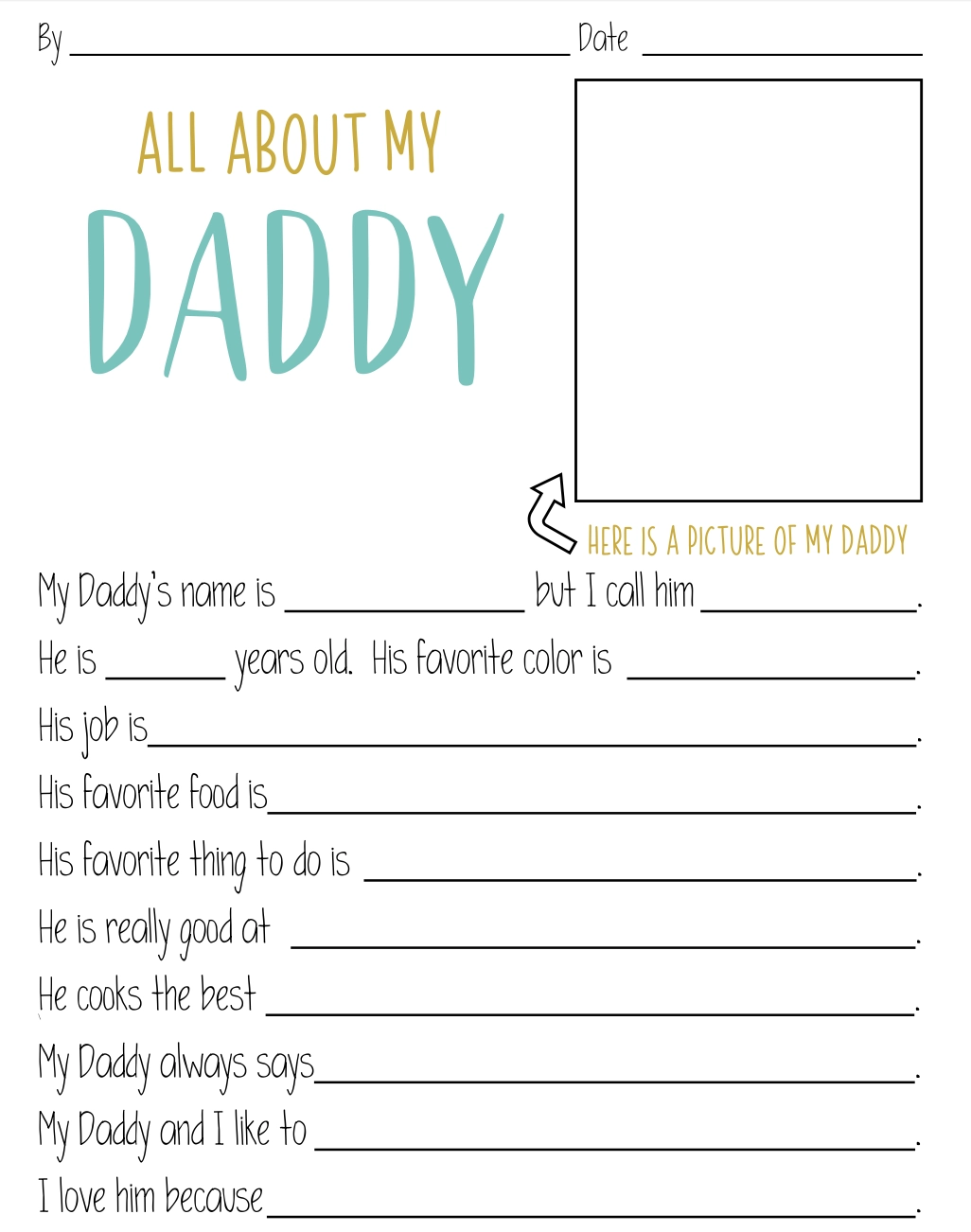 FREE All About My Dad Printable Questionnaire Perfect For Father s 