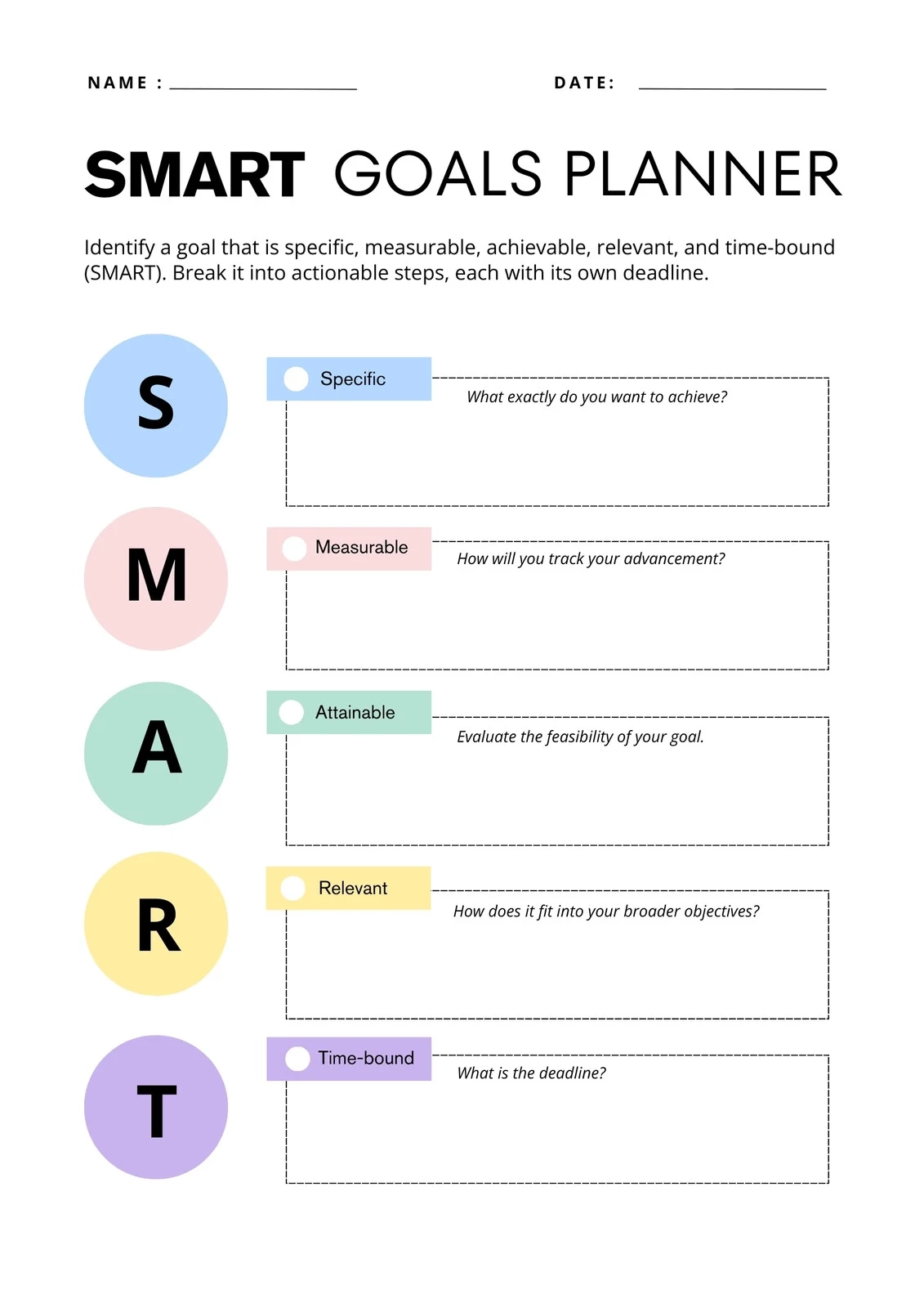 Free Printable Goal Setting Worksheets For Students
