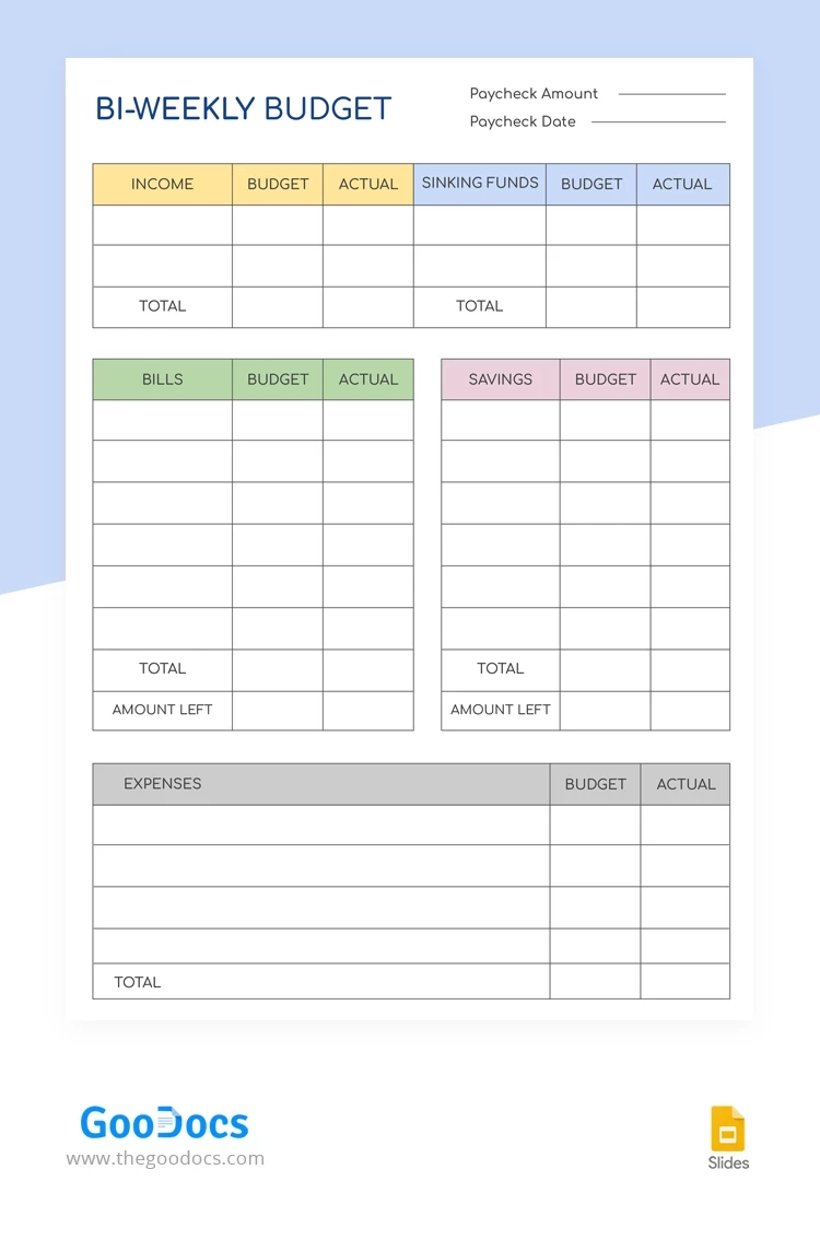 Free Biweekly Minimalistic Budget Template In Google Slides And 