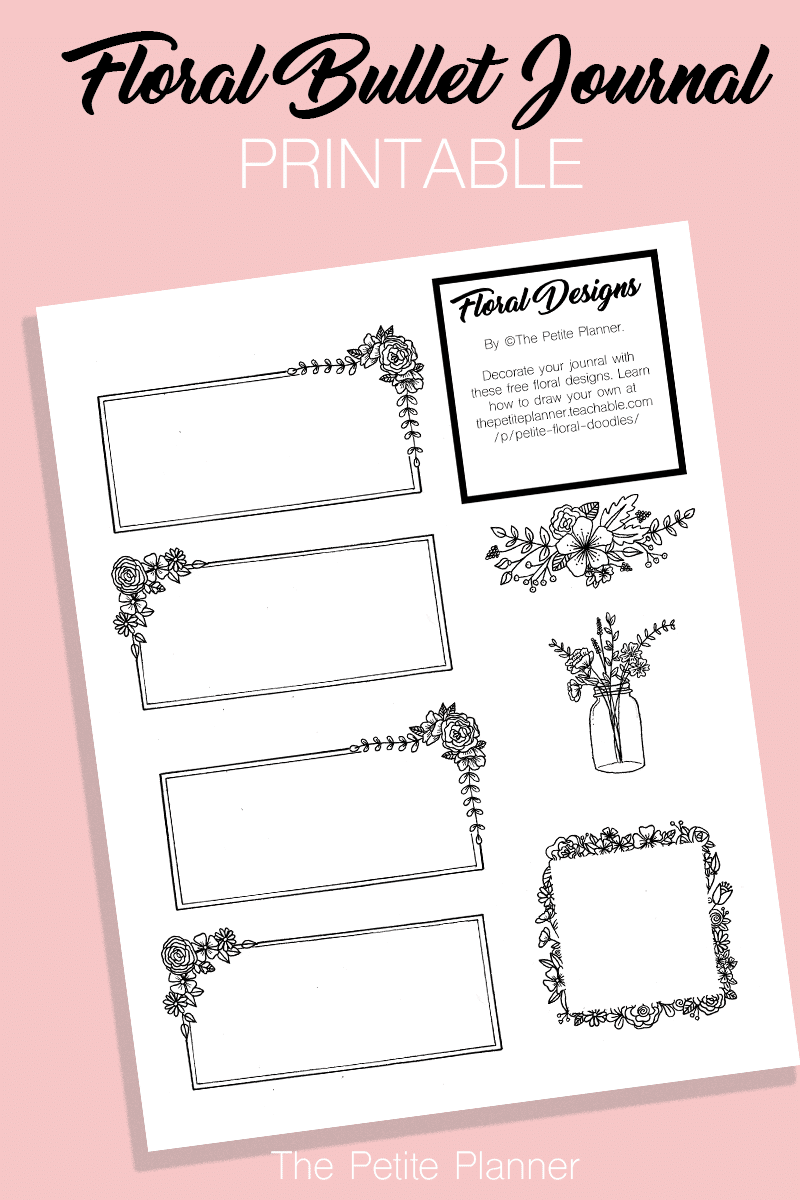 Free Bullet Journal Printable Floral Doodle Boxes The Petite 