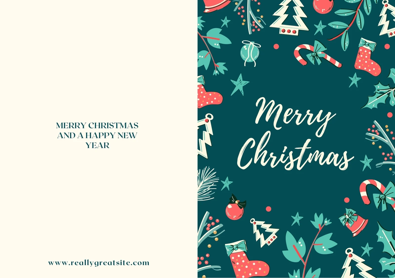 Free Custom Printable Holiday Folded Card Templates Canva