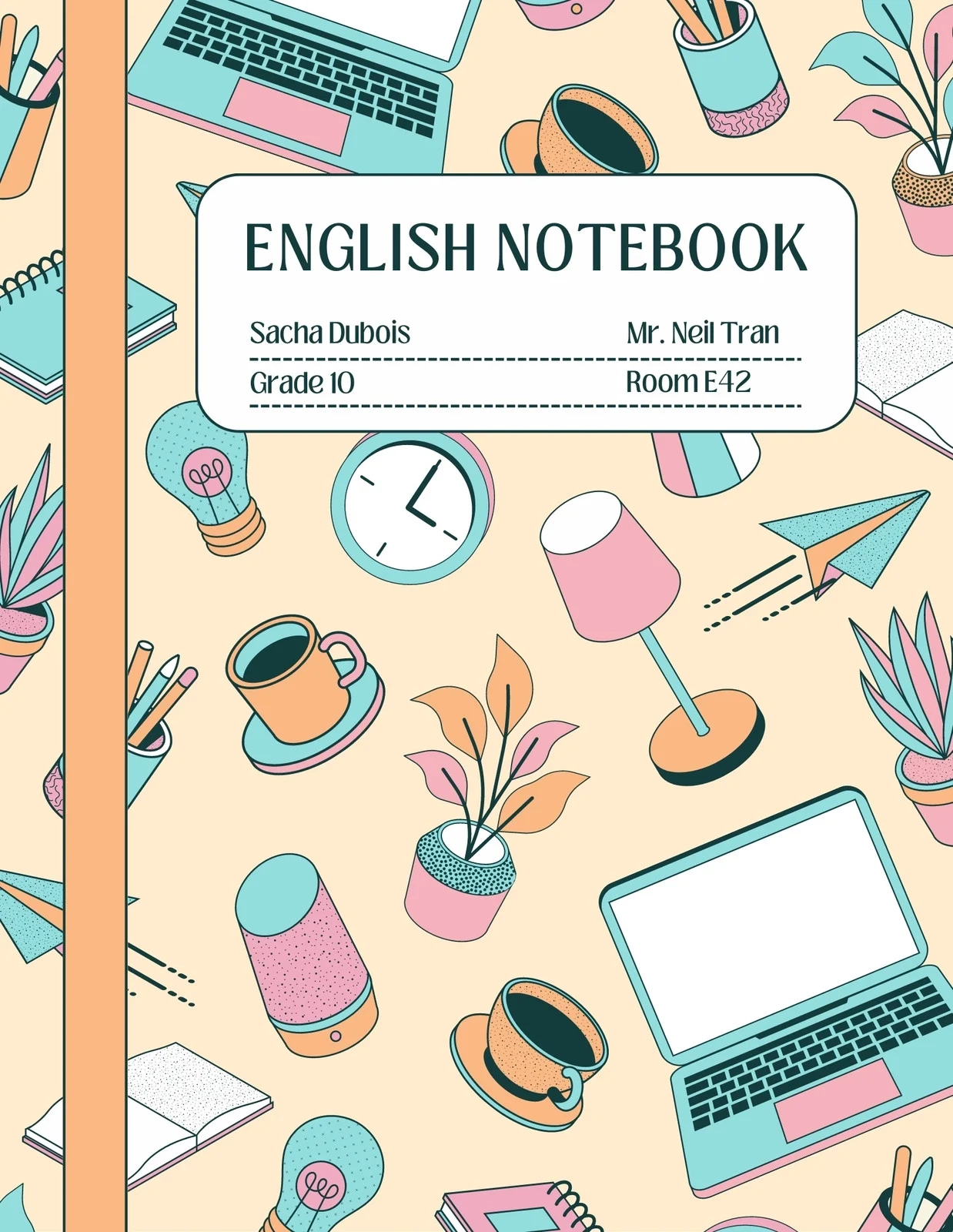 Printable Cute Notebook Cover Design