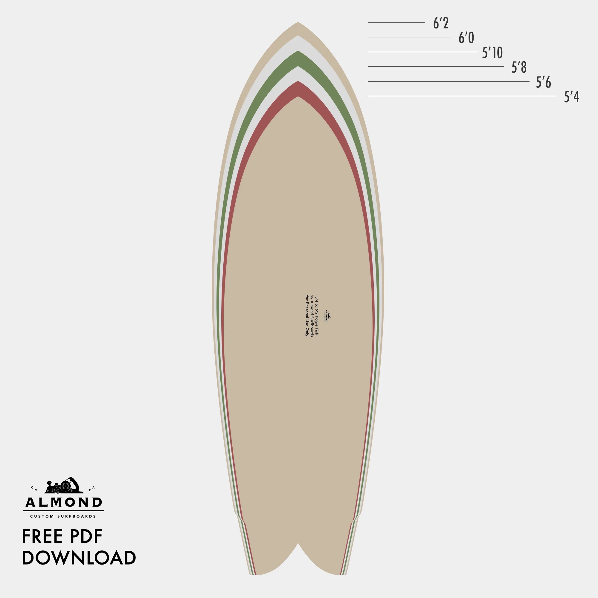 Free Downloadable Pogie Fish Template Almond Surfboards amp Designs